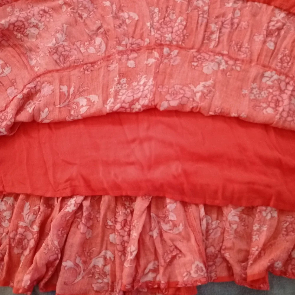 Free People Barclay Dress Maxi Off The Shoulder Floral Ruffle Orange Red Size XS